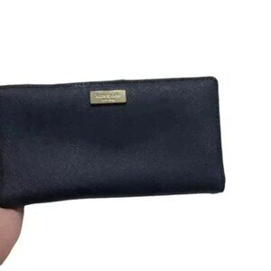 KATE SPADE NAVY BLUE SAFFIANO LEATHER SNAP LONG WALLET